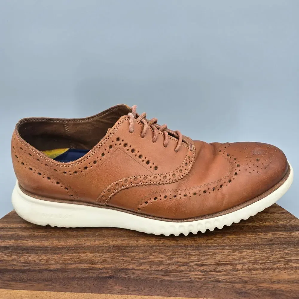 Cole Haan Zerogrand Oxfords Mens 11.5 M Brown Leather Wingtip Brogue Shoes